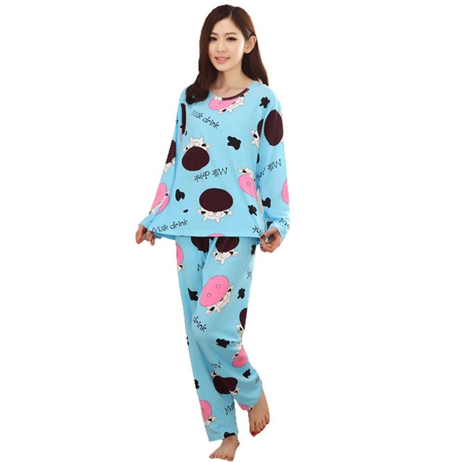 pajamas for women milk cow women long sleeve pajamas nykrytg eokbpws