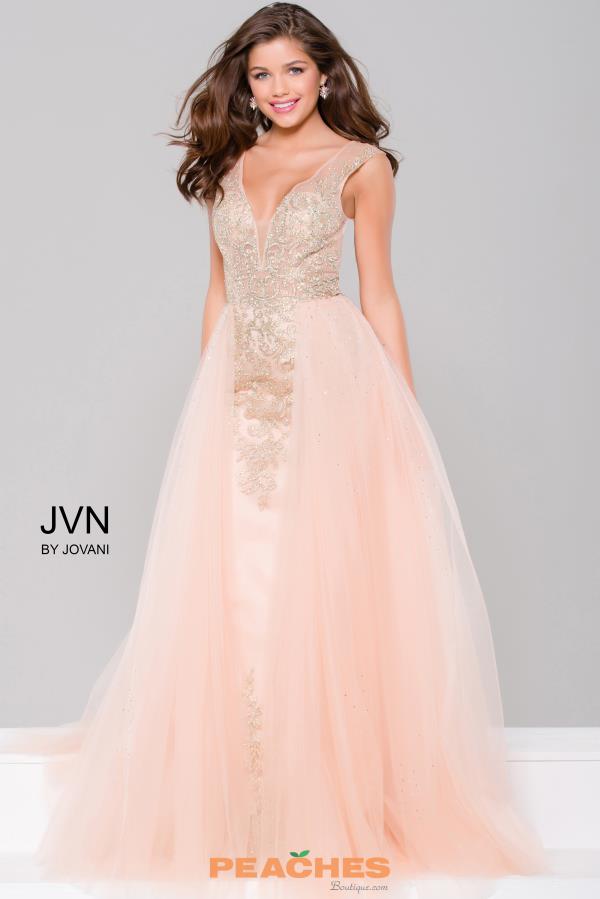 peach dresses jvn by jovani beaded long dress jvn41677 vsofpuq