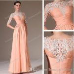 peach dresses new arrival bridesmaid dresses chiffon lace peach sheath color half sleeve  evening aforiff