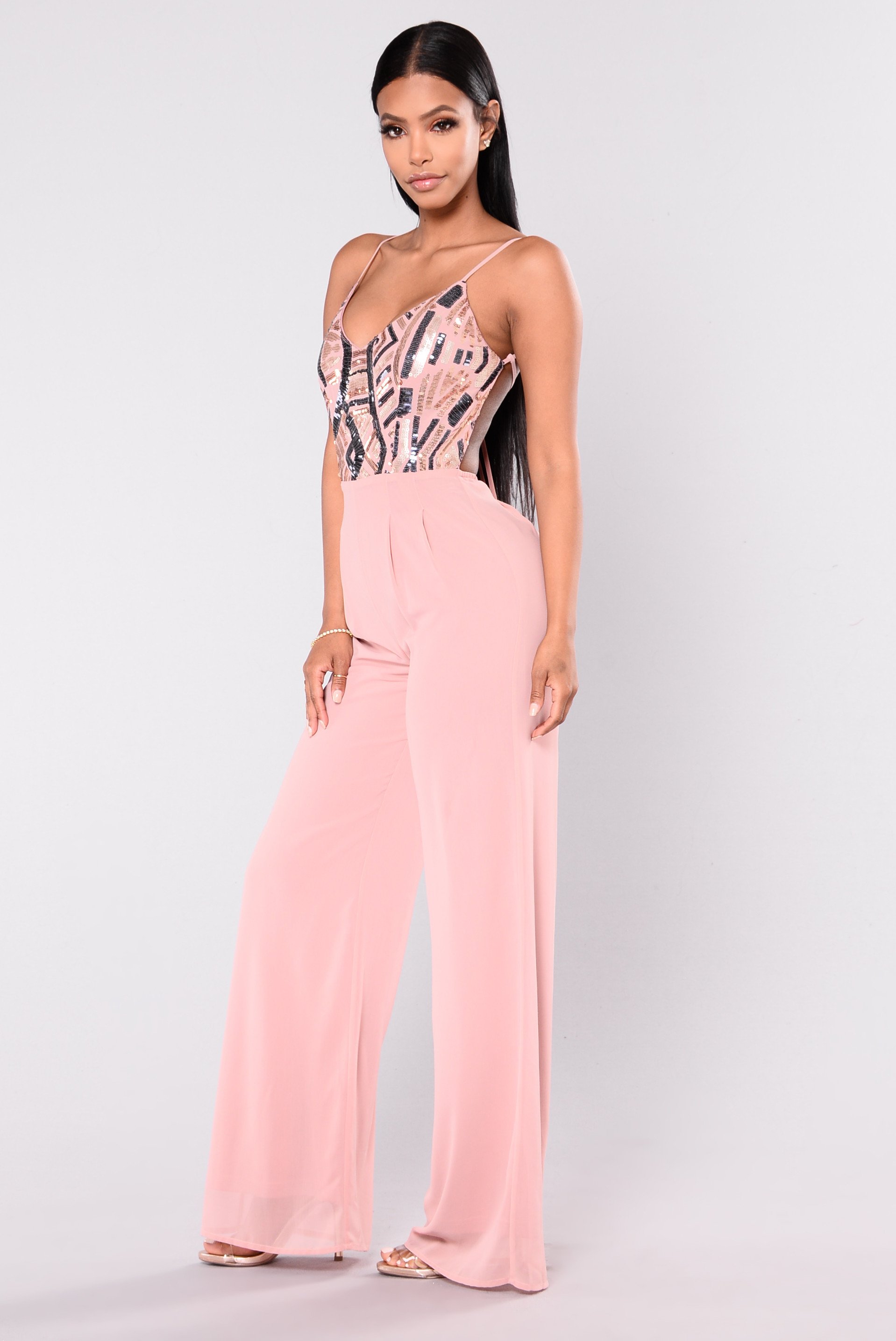 pink jumpsuit fashionably late sequin jumpsuit - pink jkpsusz