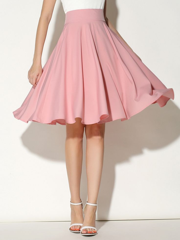 pink skirt pink high waist midi skater skirt rgwviag