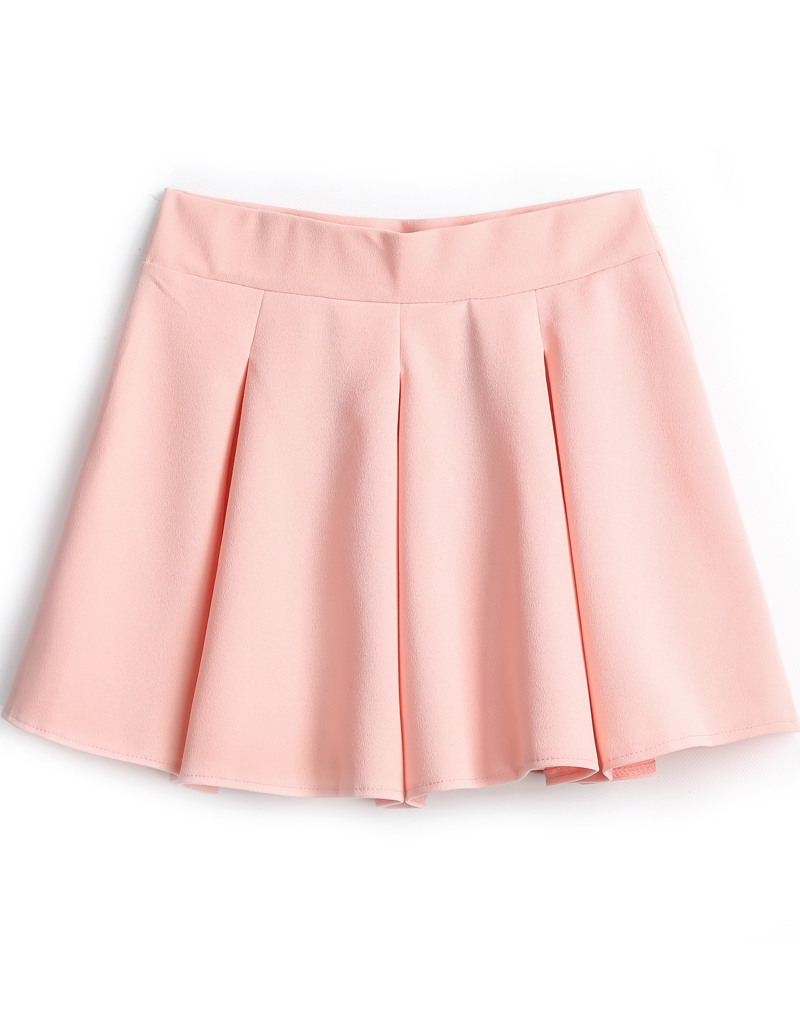 pink skirt pink simple design pleated skirt -shein(sheinside) tbptfab