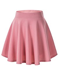 pink skirt womenu0027s basic versatile stretchy flared casual mini skater skirt mucwctz
