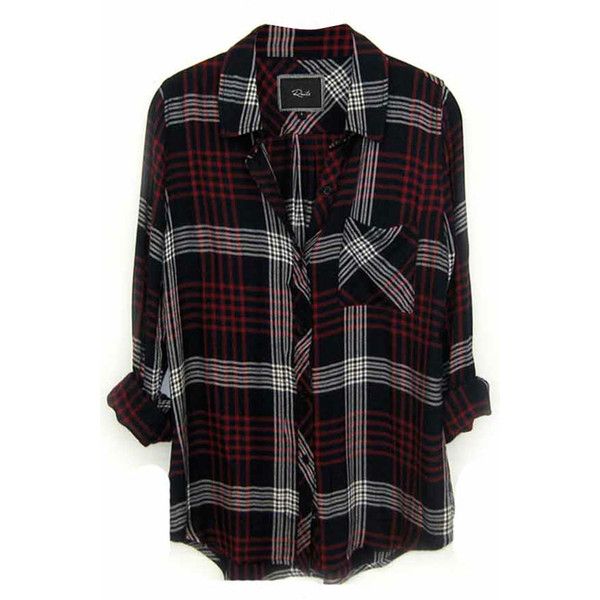 plaid shirts rails hunter plaid shirt in indigo/white ($128) ❤ liked on polyvore  featuring wlprqlh