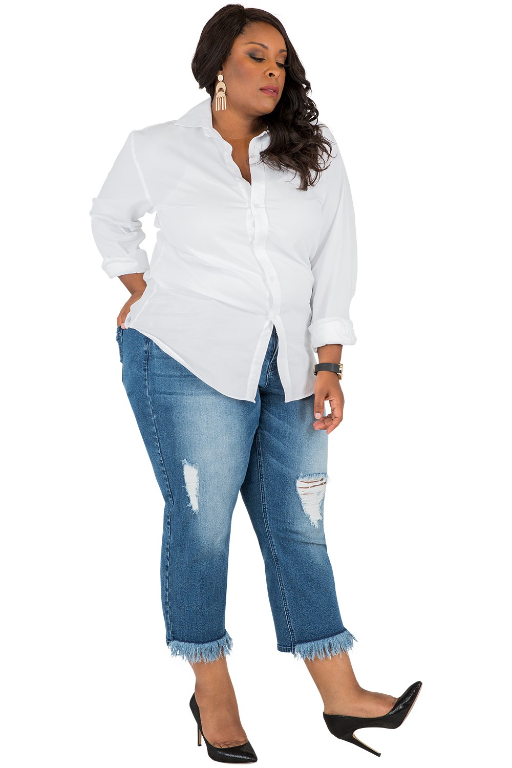 plus size boyfriend jeans plus size frayed hem curvy fit cropped boyfriend jeans ... rznrkjx