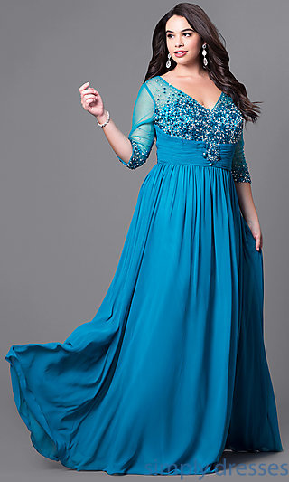 plus size formal dresses 3/4-sleeve plus-size formal dress with beading . nagbscv