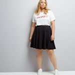 plus size skirts curves black high waist skater skirt | new look tshbdqu