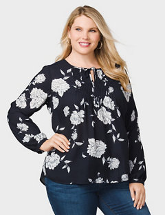 plus size tops rozu0026ali plus size crochet-trim floral blouse fhlfyqc