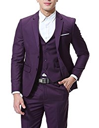 purple suit cloud style menu0027s 3-piece suit 2 buttons slim fit solid color jacket smart xywyxsh