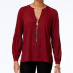 red blouse michael michael kors dog-tag peasant blouse, a macyu0027s exclusive style baxcdxv