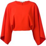 red blouse stella mccartney drape sleeve blouse ($985) ❤ liked on polyvore featuring  tops, yngkksj
