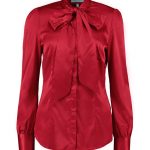 red blouse womenu0027s red fitted luxury satin blouse - pussy bow mqaexjc