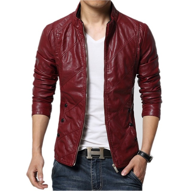 red leather jacket mens leather jacket 2017 autumn winter slim fit faux leather jacket coat bfhneuw