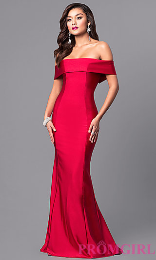 red prom dresses atria off-the-shoulder long prom dress - promgirl mkctwyq