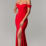 red prom dresses long red off-the-shoulder prom dress - promgirl gkukfra