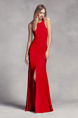 red prom dresses long sheath halter dress - white by vera wang gzkkrfs