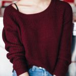 red sweater fashion boat neck loose sweater - wine red one size xwkpxcw