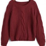 red sweater hot plain cable knit chunky sweater - deep red one size yhgixnu