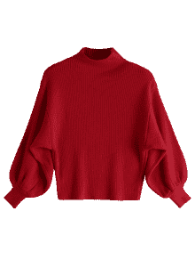 red sweater ... lantern sleeve mock neck sweater ... ybqsnaq