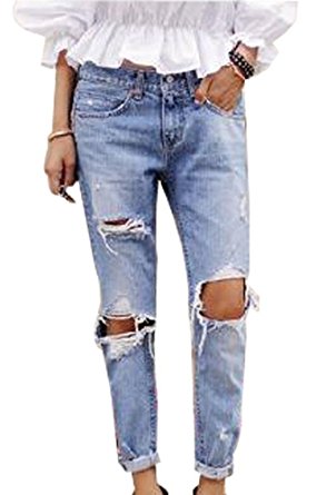 ripped jeans for women women vintage sexy cut out destroyed holes knee ripped jeans denim trousers isojbec