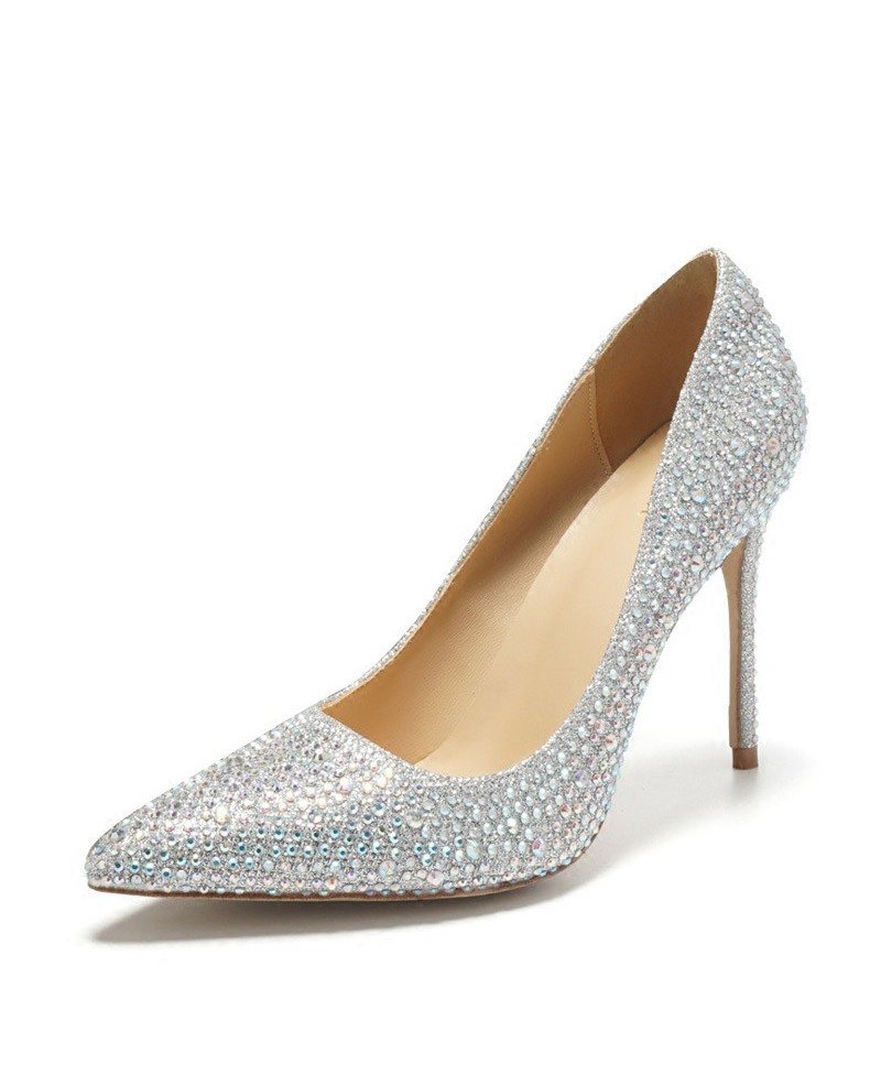 silver prom shoes pointed toe silver bling prom shoes high heels for girls 2018 ... mgzdnys