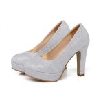 silver sparkly heels block heel pumps with platform image 1 ... wmtkydy