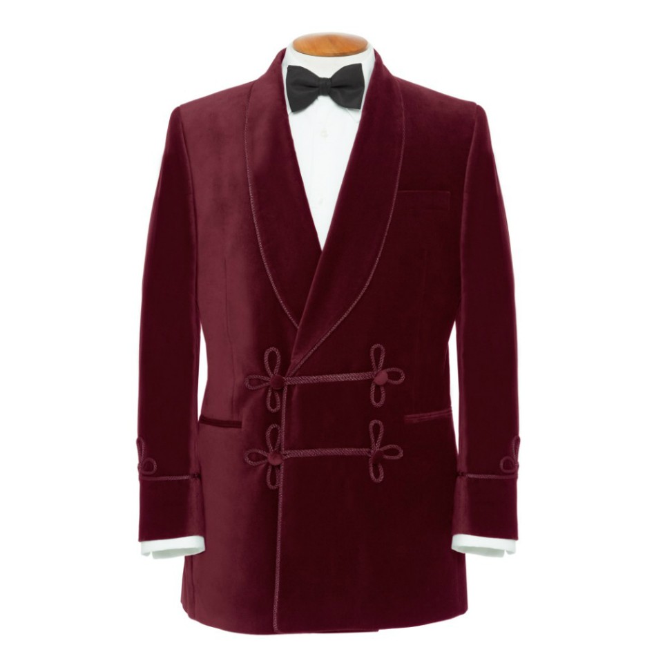 smoking jacket double-breasted smoking jackets, with frogging, burgundy lumlcug