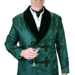 steampunk mens green floral shawl collar smoking jacket | gothic | pirate | pdxhmhn