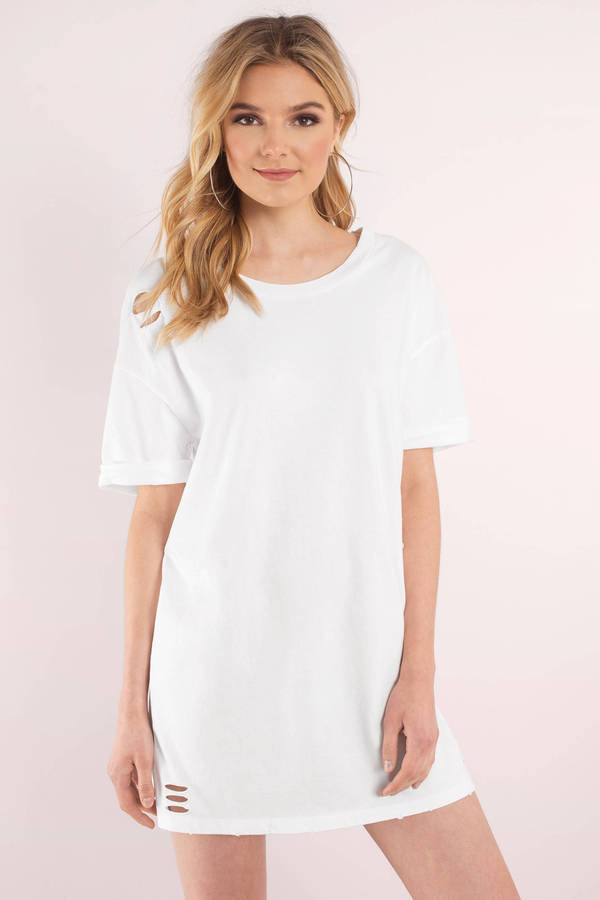 t shirt dress ... bay area white distressed t-shirt dress ... ajwtrev