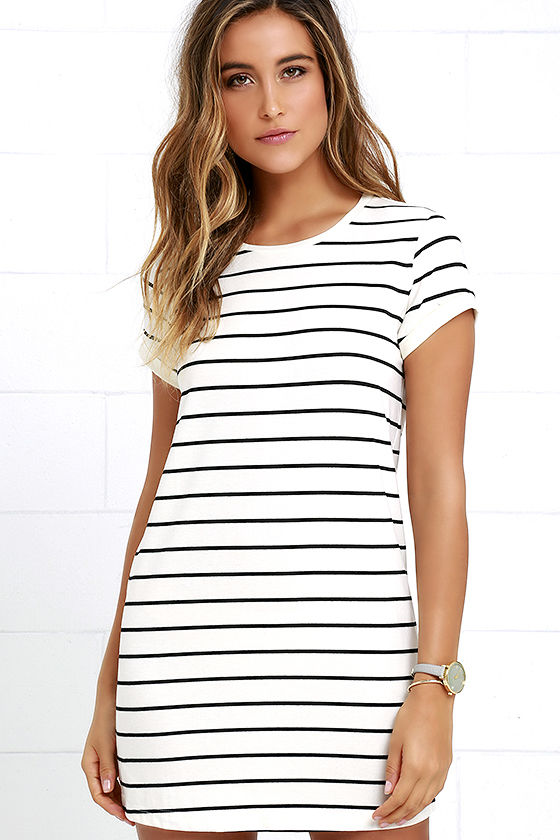 t shirt dress cafe society black and cream striped shirt dress 1 gdszbup