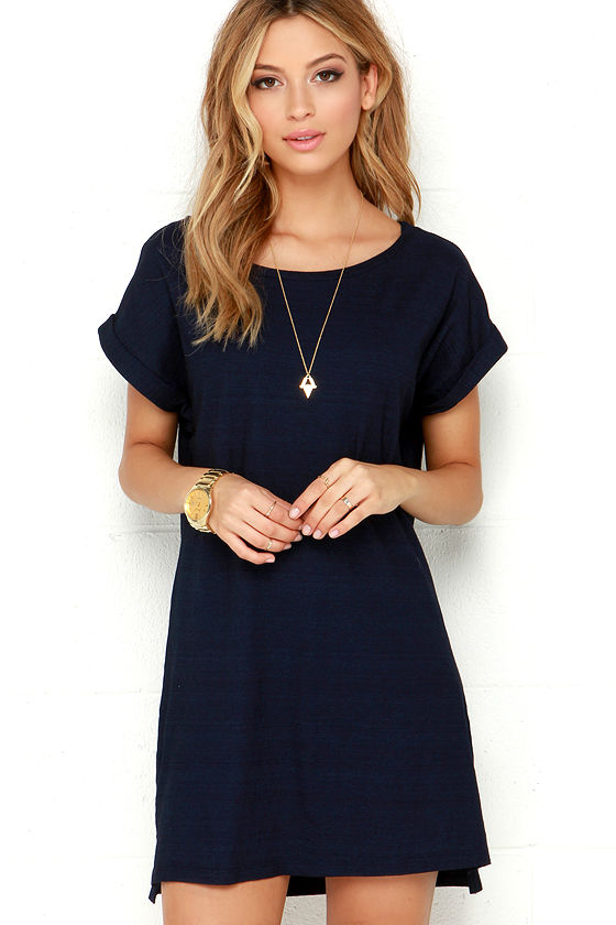 t shirt dress obey tatum dress - navy blue dres - shirt dress - t-shirt dress yogwchk