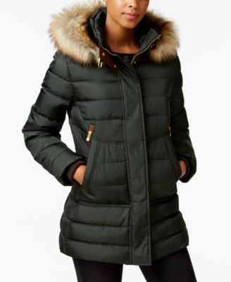 vince camuto faux-fur-trim hooded puffer coat youulpl