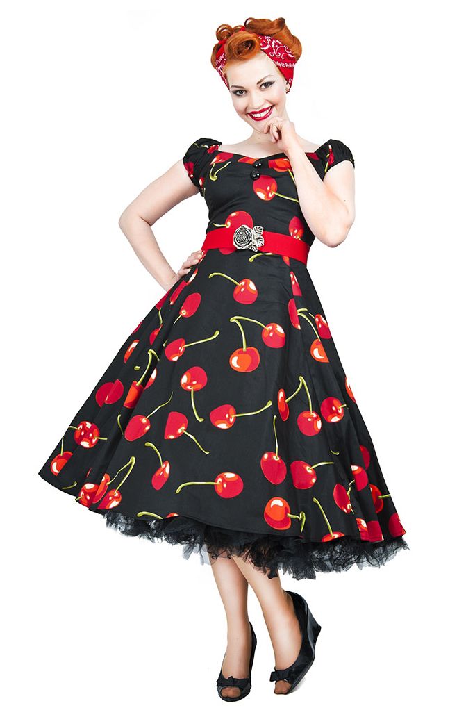 vintage style black cherry stem swing dress | vintage style dresses | vintage mlzjxil