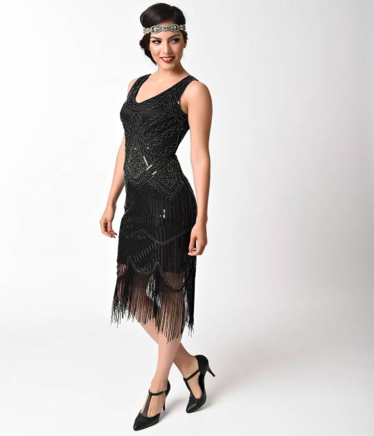 vintage style dresses 1920s vintage style black u0026 silver beaded sleeveless fringe flapper hwvpofx