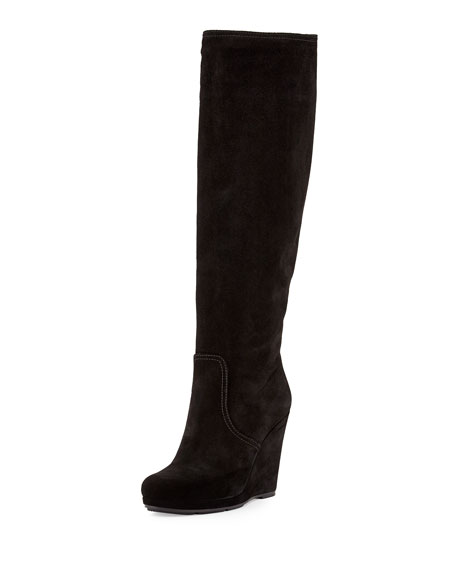 wedge boots prada suede wedge knee boot xiwxsqb