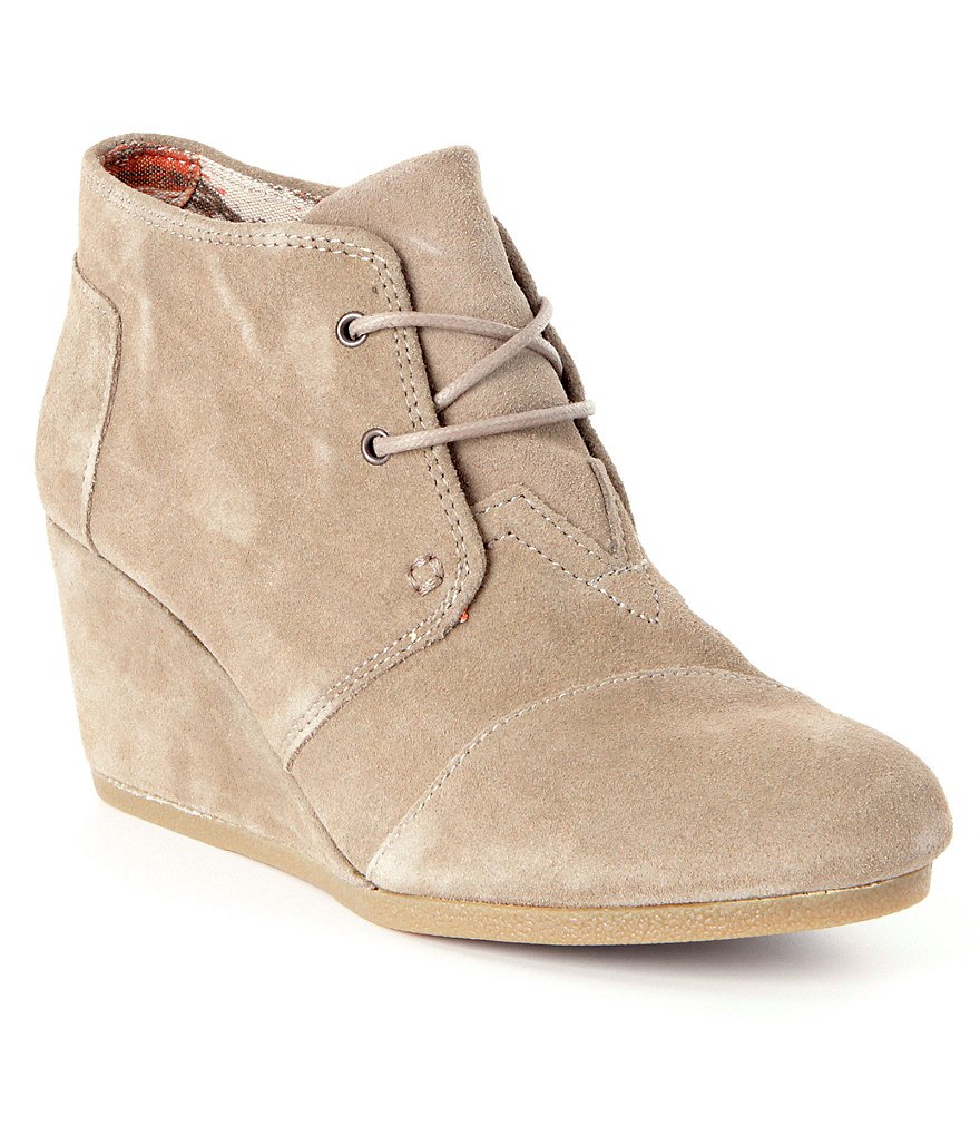 wedge boots toms desert suede lace-up wedge booties aivynlw