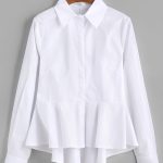white blouse frill peplum dip hem blouse -shein(sheinside) ycuxinr