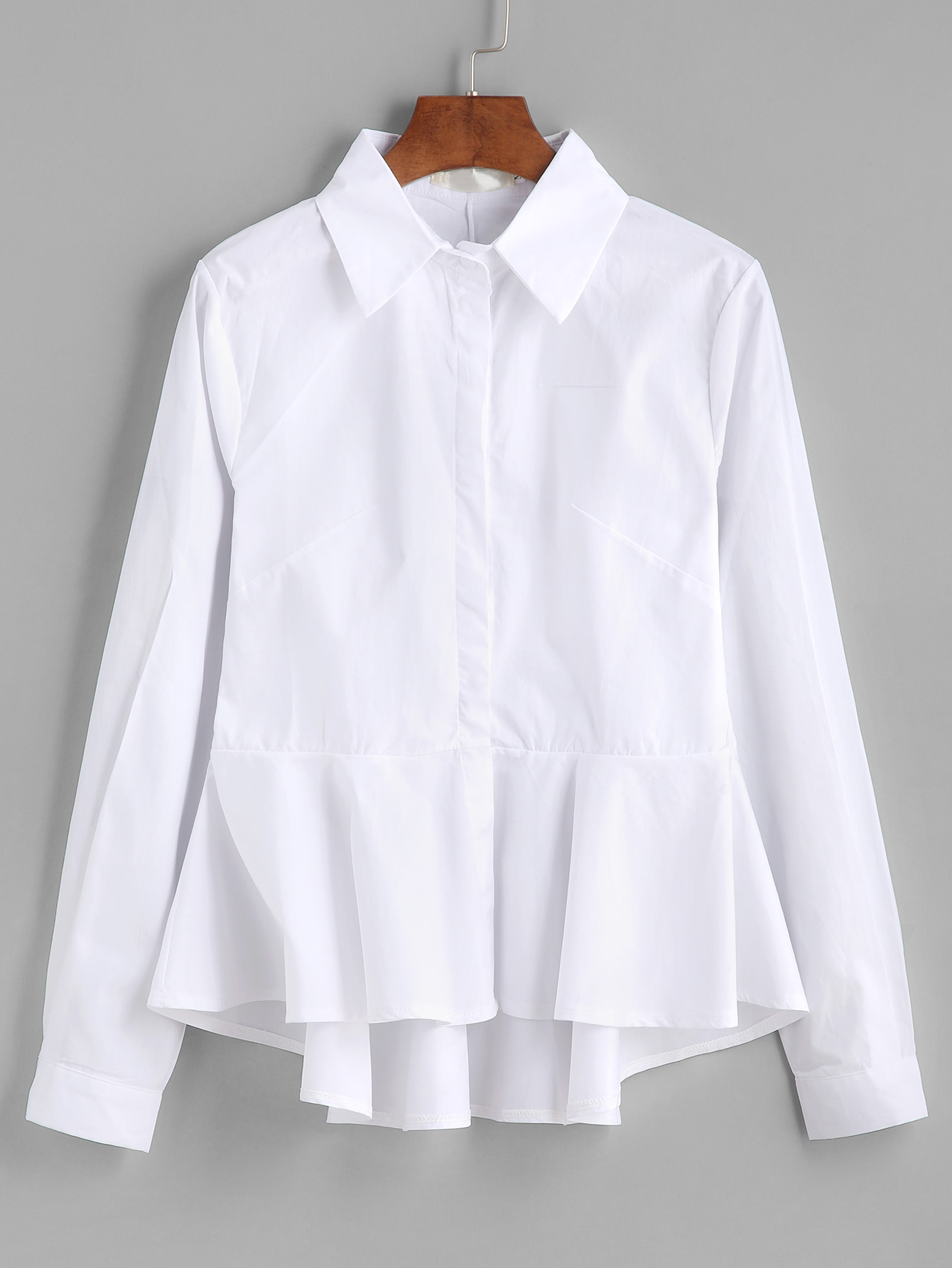 white blouse frill peplum dip hem blouse -shein(sheinside) ycuxinr