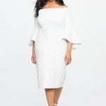 white plus size dresses lace ruffle sleeve off the shoulder dress txflamc