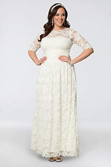 white plus size dresses short sheath casual wedding dress - kiyonna · kiyonna. lace illusion plus jvaxqoc