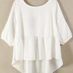 white tops white plain hem irregular loose cotton blend blouse vhxkpud