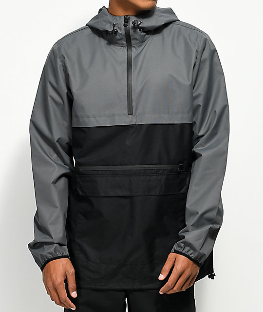 windbreaker jackets empyre camron charcoal u0026 black anorak windbreaker jacket ... btqgzba