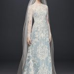 winter wedding dresses blue illusion lace long-sleeve sheath wedding dress hmxwtyt