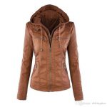 womens jackets womenu0027s pu leather jacket hooded lapel zipper pockets removable jackets  coat plus hhekbwr