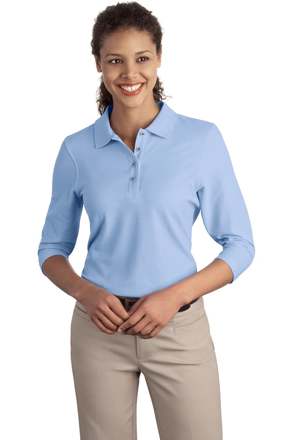 womens polo shirts amazon.com: port authority womenu0027s silk touch 3/4sleeve polo: clothing gafvrqc