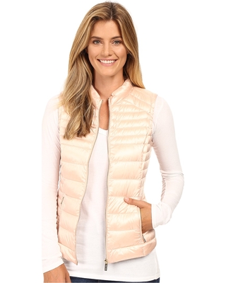 womens puffer vest calvin klein - metallic puffer vest (pearlized blush) womenu0027s vest sxudtua