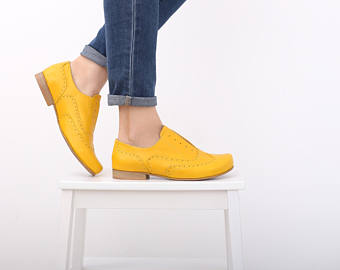 yellow shoes , womenu0027s oxfords shoes wide leather shoes , handmade leather eiojymv