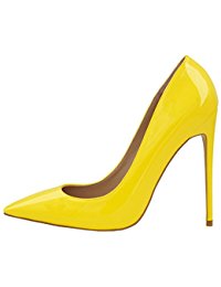 yellow shoes womens pointed toe high heel slip on stiletto pumps wedding party basic cpanbmj
