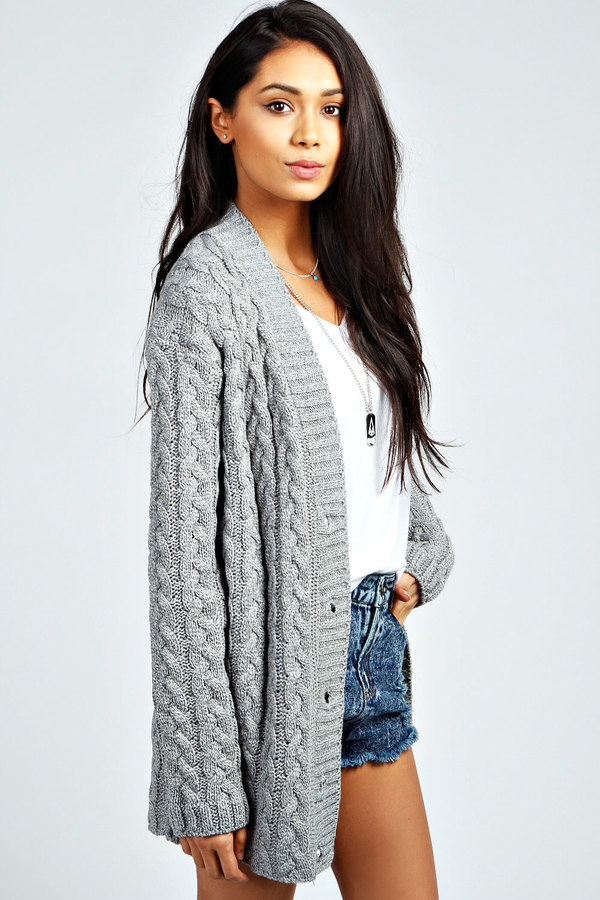 ... boohoo lucy cable knit cardigan ... vxmyewf