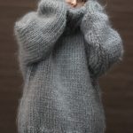 10 strands hand knit mohair sweater gray fuzzy turtleneck jumper jersey 2 6 duzwhbn